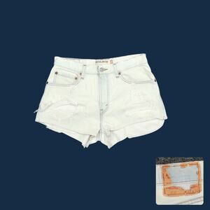 Levi's 505 Custom Bleached Distressed Cut Off Shorts Size 14 W32